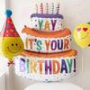 1pc-Birthday Balloons Colorful Candles Three Tier Cake Aluminum Foil Balloons Birthday Party Decoration Supplies