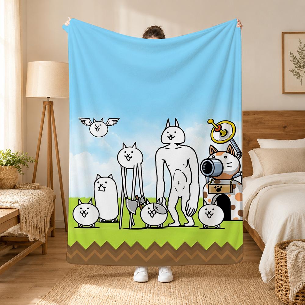 The Battle Cats Game Throw 240g flannel blanket, suitable for sofas, beds, offices, exquisite gift blankets 75cmx90cm