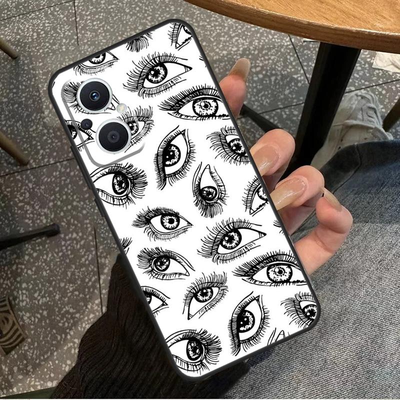 Scary Face Eyes For OPPO Reno 14F 13F 12F 11F 10 11 12 13 14 Pro 7 8 Lite 8T OPPO Find X5 X6 X8 X9 Pro Case