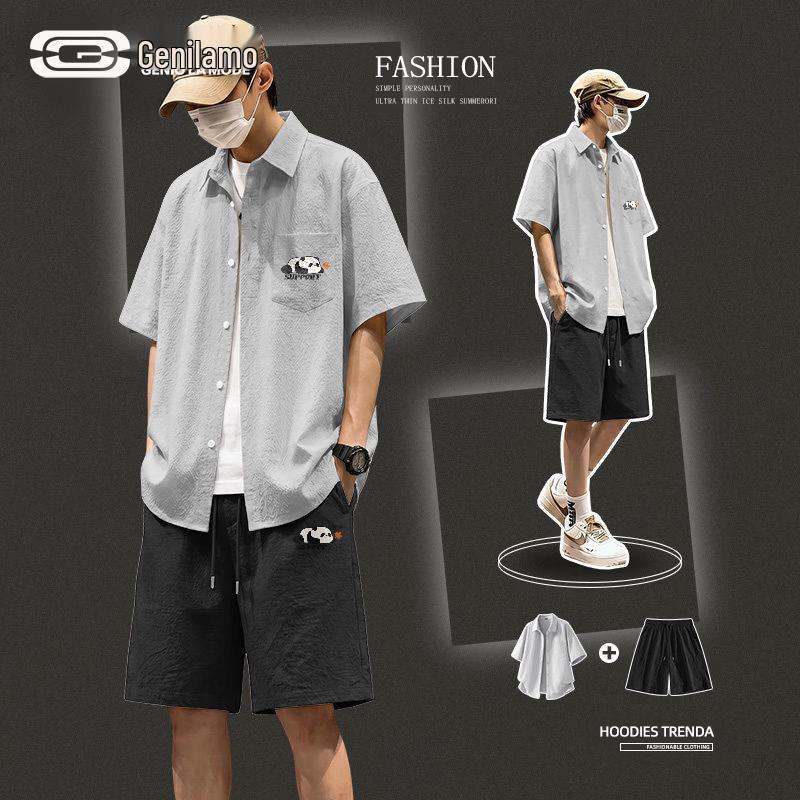 Men s National Trend Panda Summer Shirt & Shorts Set XL