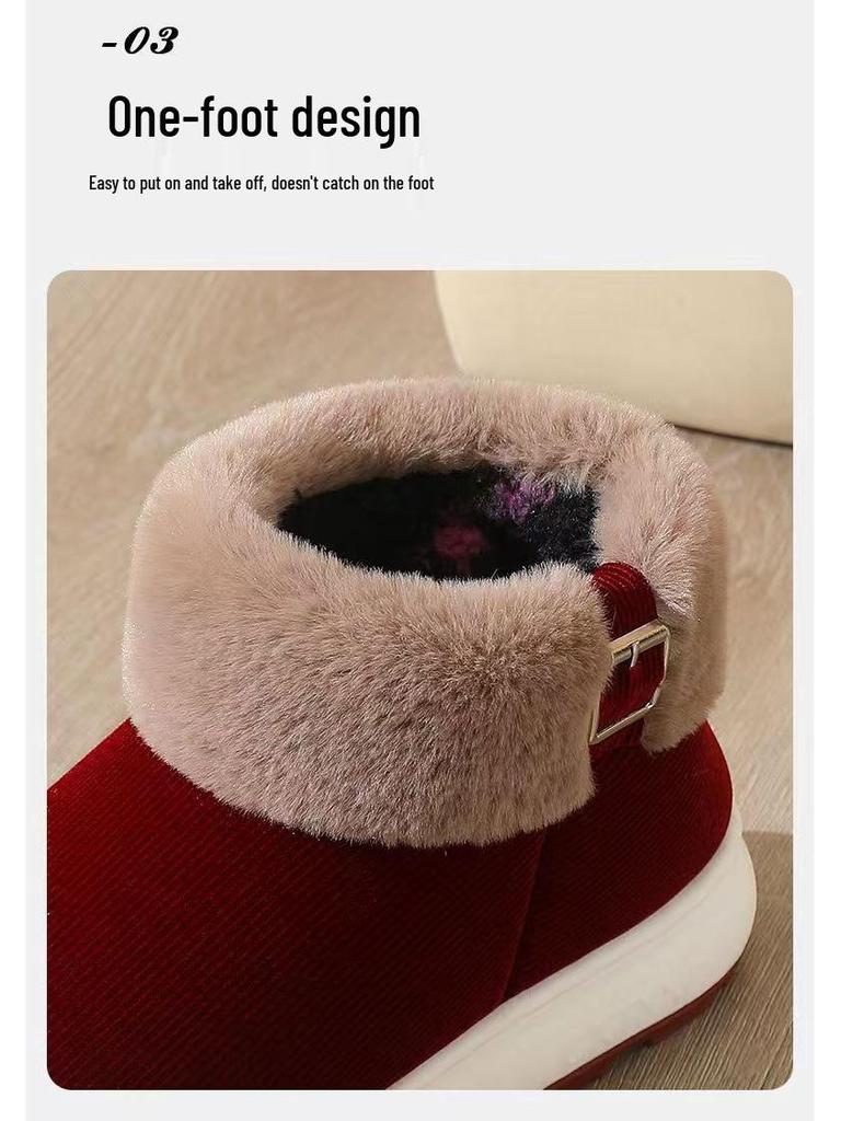 New High-Top Winter Warm Cotton Slippers with Anti-Slip Thick Soles for Men and Women