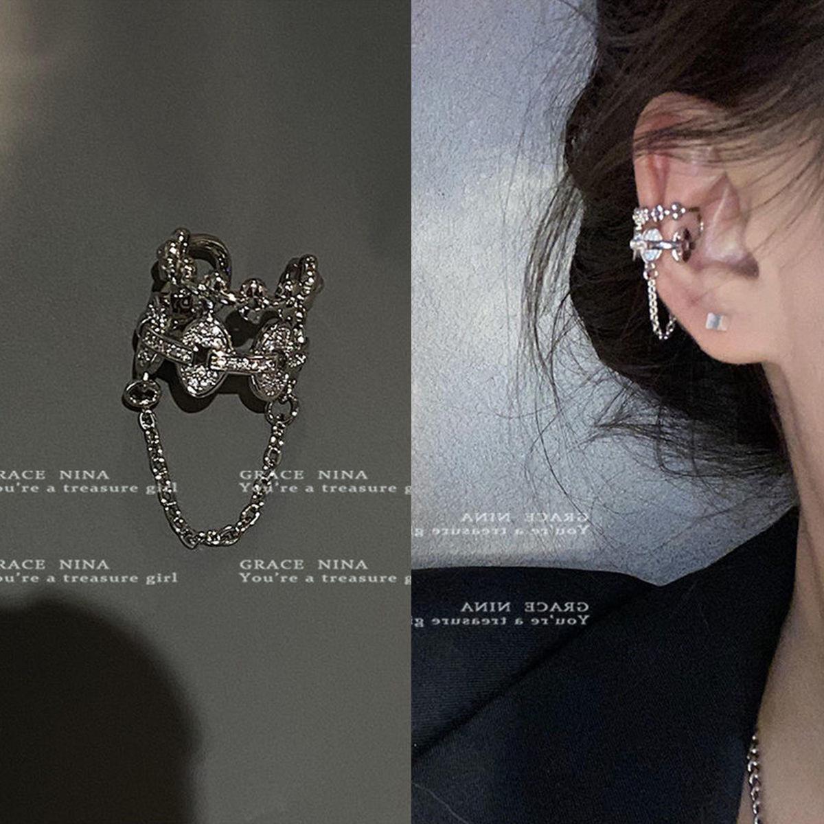 

Непроколотые серьги-клипсы с кисточками и цепочкой для женщин - высококачественные, стильные серьги-клипсы в виде косточек для ушей