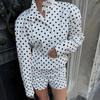 2 Piece Sets Polka Dots Print Suits Women Commute Long Sleeve Coat Female Shorts Sets Casual 2 Piece-Set Shorts Outfits 2026 Spring