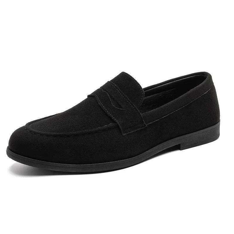 Retro Brown Men's Loafers Comfortable Suede Leather Casual Shoes Man Slip-on Shoes Flat Moccasins For Men Zapatos De Hombre