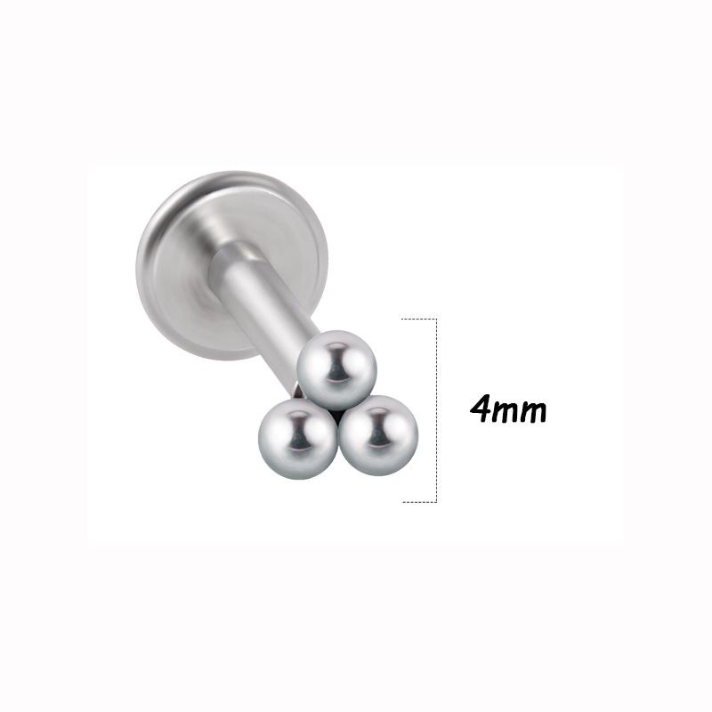 Titanium Steel 1.2 Gauge Crystal Cluster Triangle Lip & Ear Piercing Ring