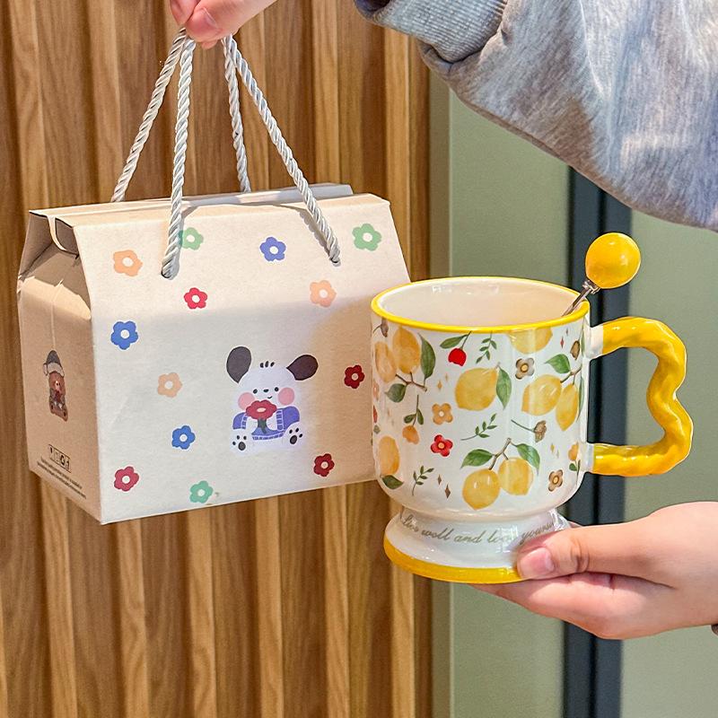 Cană ceramică drăguță pentru fructe cadou de ziua de naștere fată cană cafea lapte cadou suvenir prietenă cutie cadou
