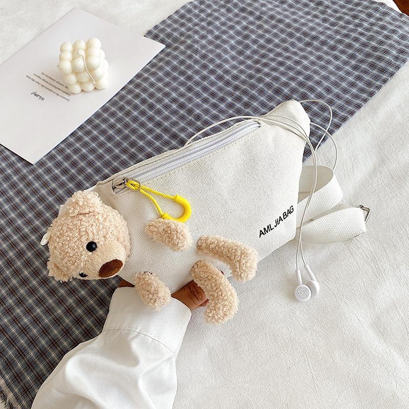 20255 Printed Letter Cute Bear Crossbody Bag