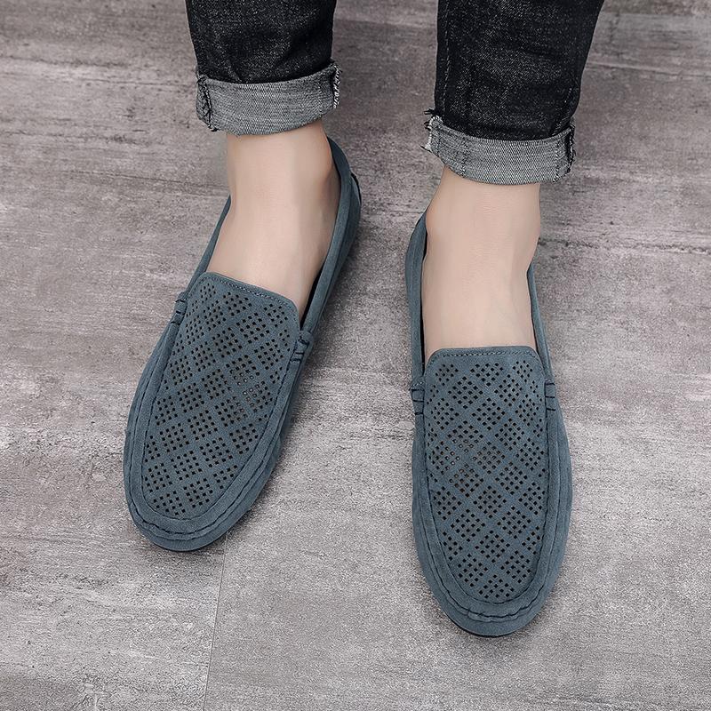 Summer Suede Men Casual Shoes Outdoor Breathable Lightweight  Mens Walking Shoes Anti Slip Lightweight Driving Shoes