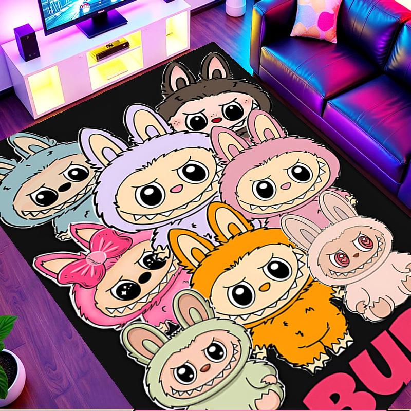 Labubu Print Rug, Washable Floor Carpet, For Entryway Dorm Laundry Room Office Study, Home Decor Birthday Christmas Gift