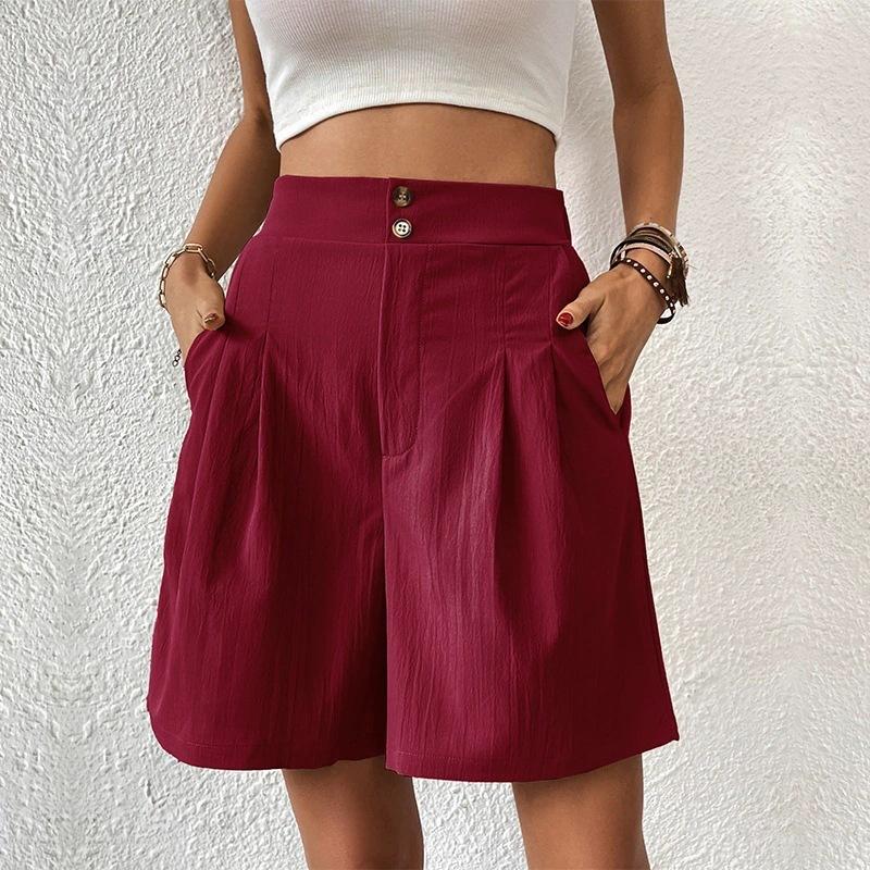 New Summer Loose Pants Wide-Leg Shorts Casual Women High-Waisted Knee - Length Shorts