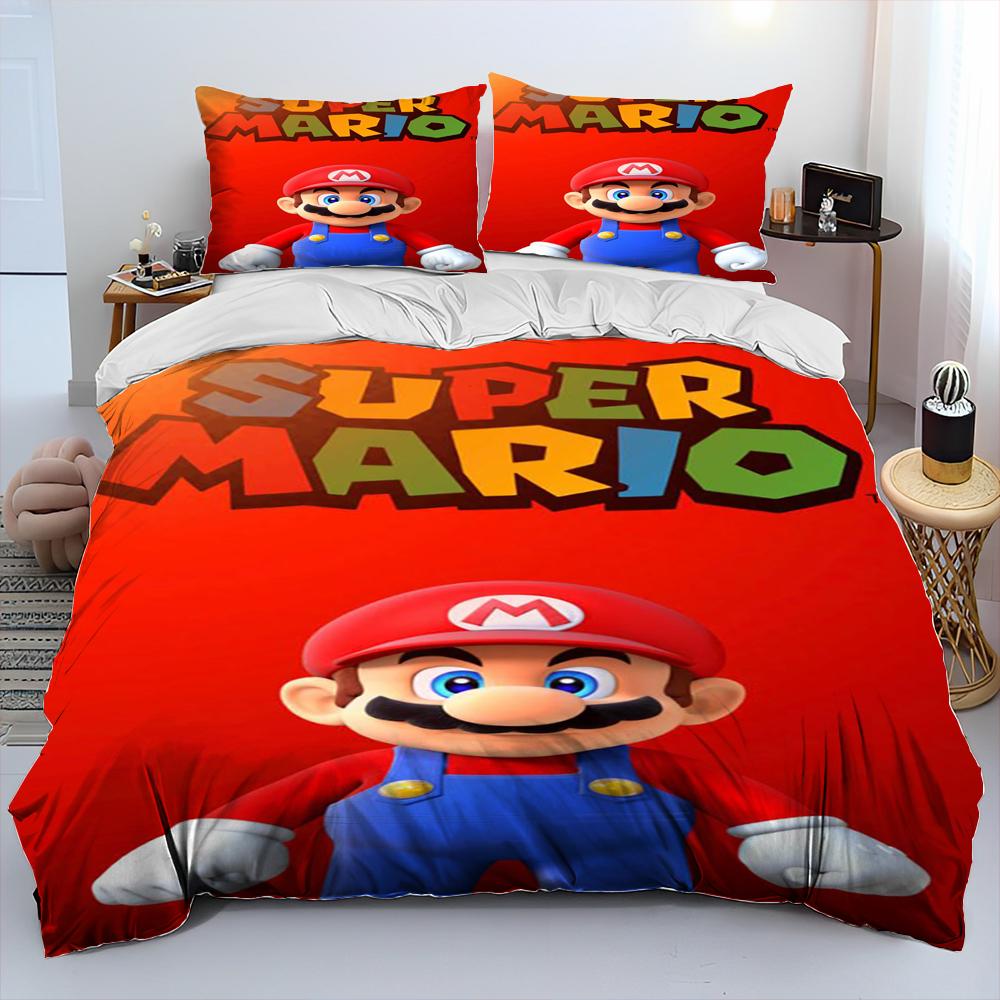Set Biancheria da Letto Copripiumino Cartone Animato Mario Stile Retro 23 Set Letto Copripiumino Federa Set Biancheria da Letto Matrimoniale Regalo per Adulti Bambini