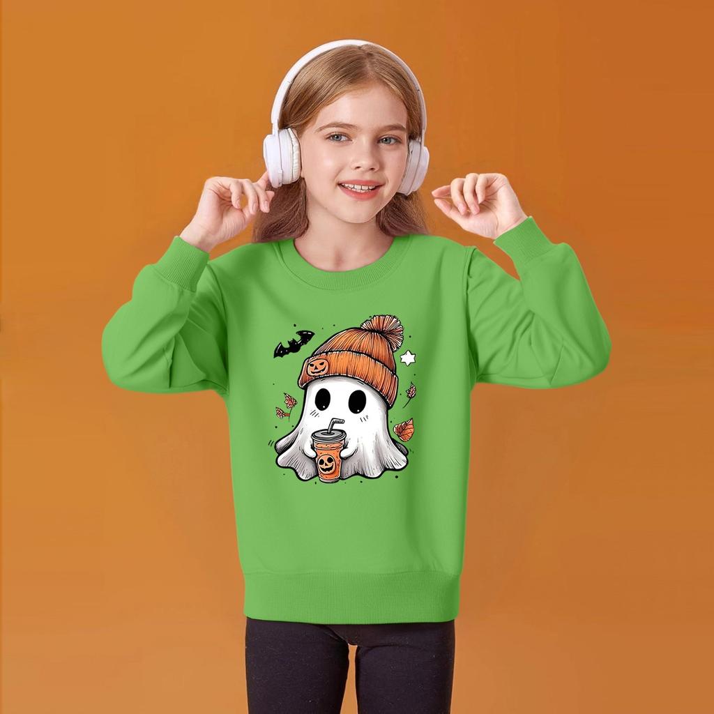 Children's Fashion Loose-fitting Casual Halloween Long-sleeved Printed Round Neck Sweatshirt
