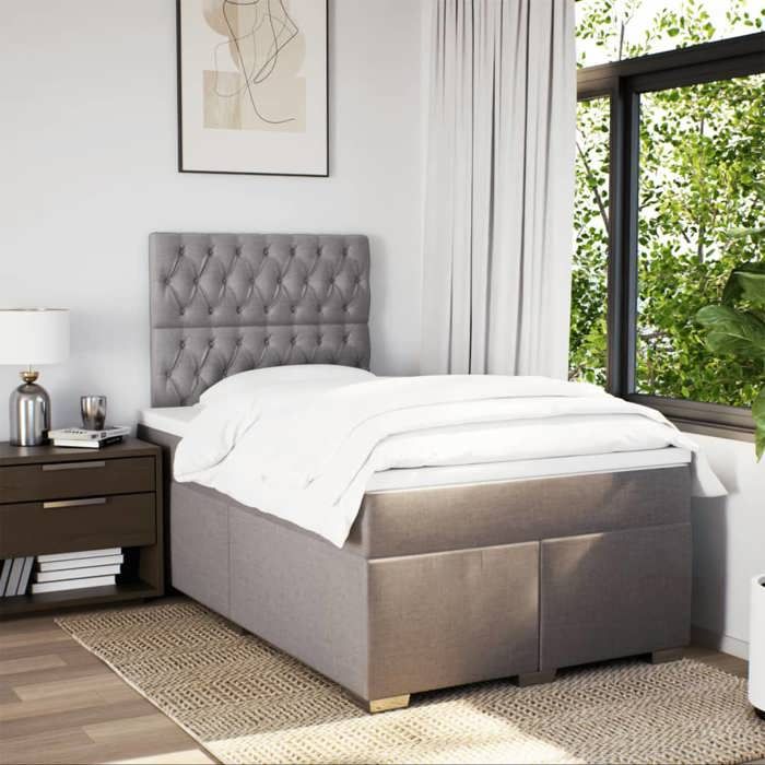 VidaXL Sommier à lattes de lit avec matelas Taupe 120x200 cm Tissu 3290466