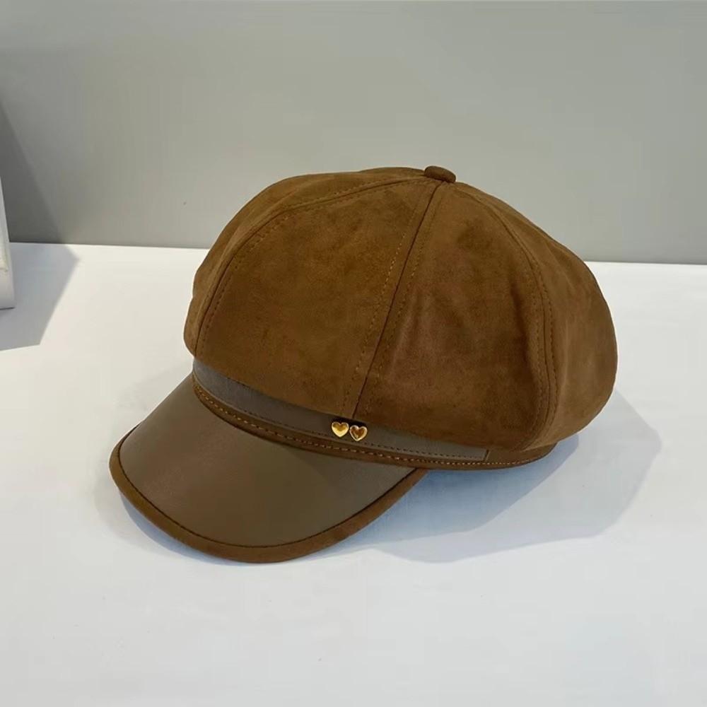 Spliced Women's Octagonal Newsboy Cap Love Baker Boy Hat New Beanie Hat  Fall Winter Wear