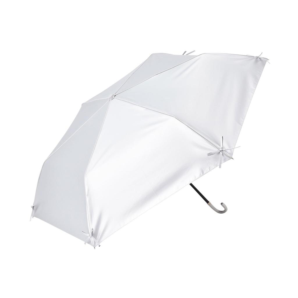 Francfranc Folding Umbrella with Blackout Suitable for Sun and Light UV Suitable for Sun and Rain Ribbon, 50cm, Silver, Rain, 100% Blocking,