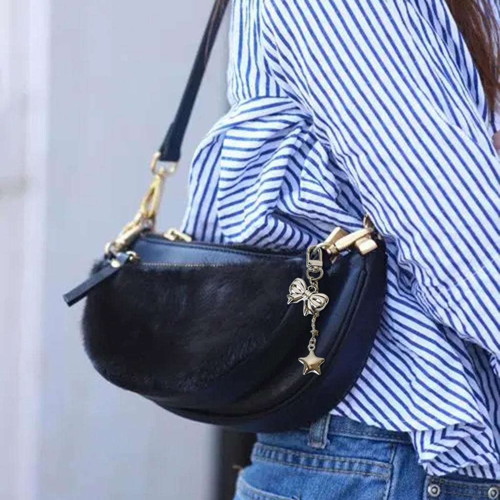 Fashionable Phone Charm with Bowknot and Star Pendant Unique Phone Lanyard Keyring Keychain Car Keys Holder Bag Ornament