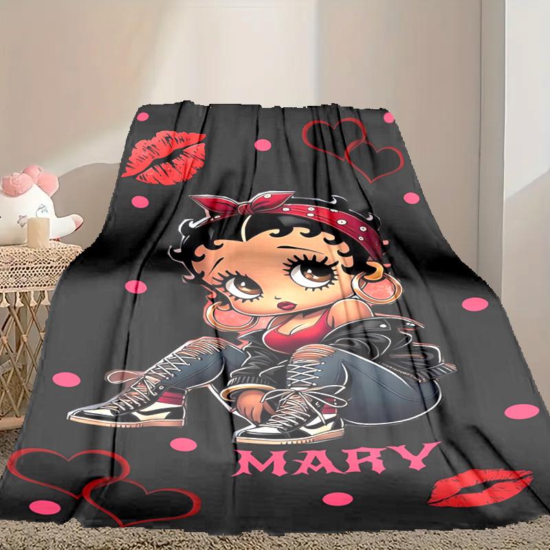 1pc Betty Boop Blanket, Home Printed Throw Blanket - Soft Blanket Gift for Family, Washable Sofa Bed Blanket