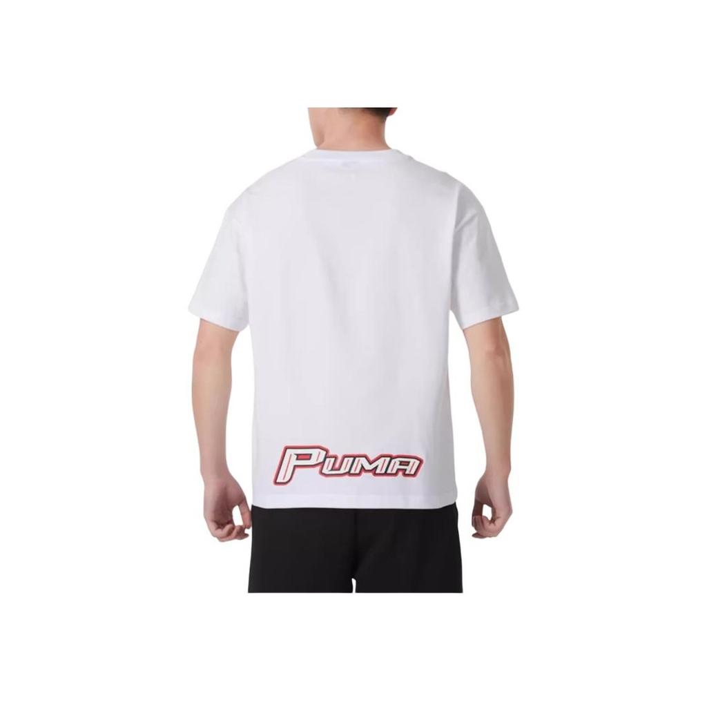 Puma Sports Lifestyle Series Logo Casual Loose Round Neck Breathable Short Sleeve T-Shirt Men T-Shirts Puma-White 633077-02