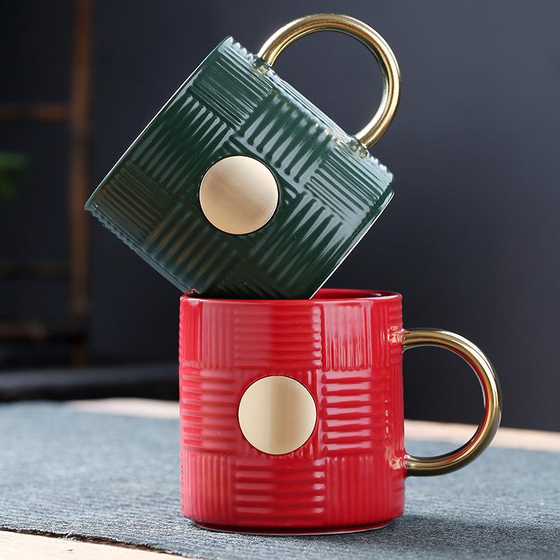 Large capacity ceramic cup, Starbucks bronze medal cup, milk coffee cup, high-value mug