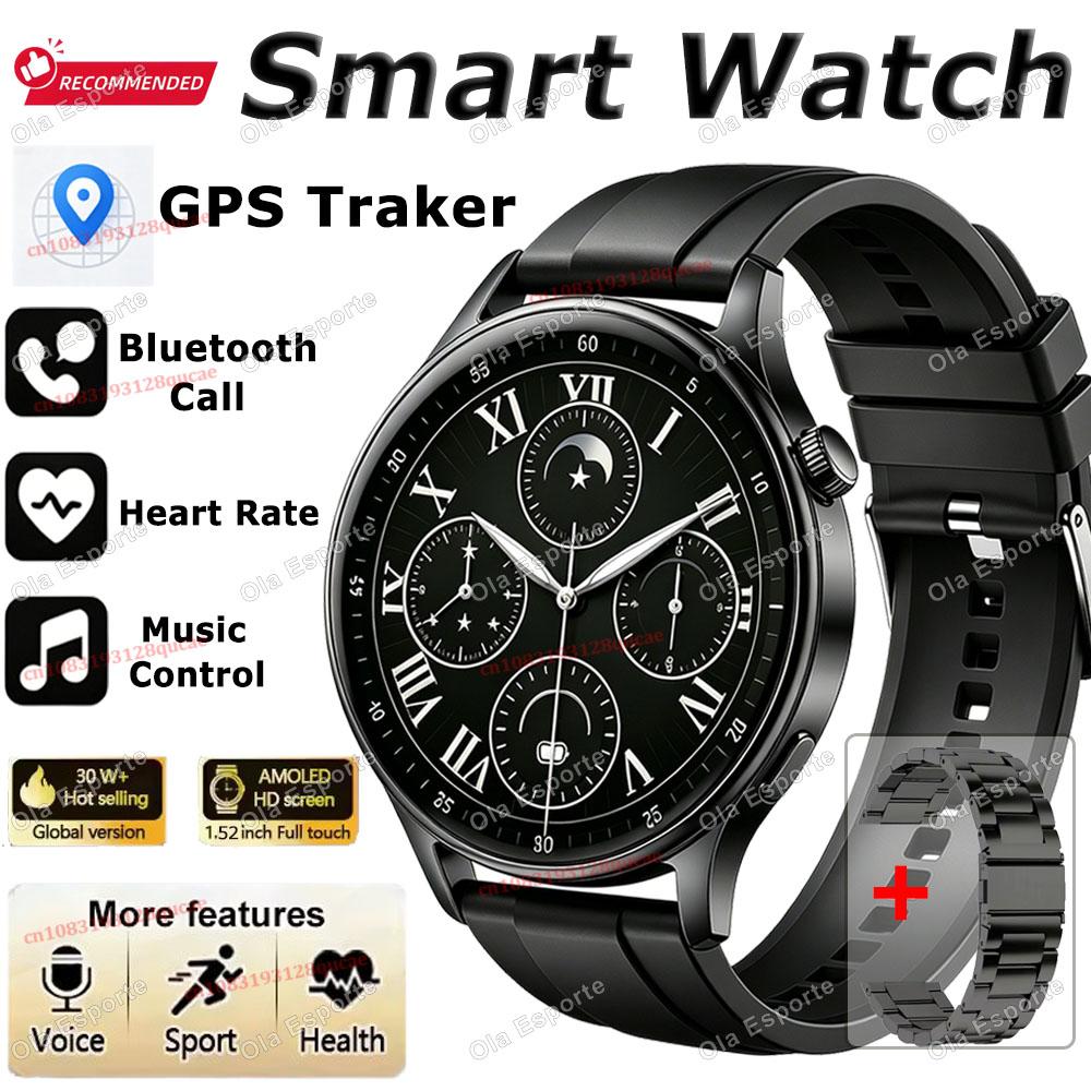 Watch 5 Pro GPS Tracking 1.52'' Smartwatch for Men 360*360 Screen NFC BT Calls Waterproof Health Monitor Men's Watch