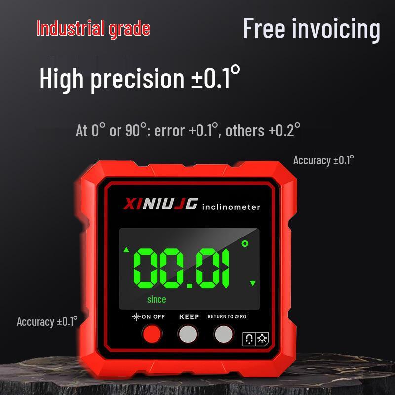 High-Precision Digital Laser Inclinometer with Magnetic Base and Large Display