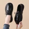 Lace-up small leather shoes spring new casual British style soft-soled loafer flat-soled single shoes