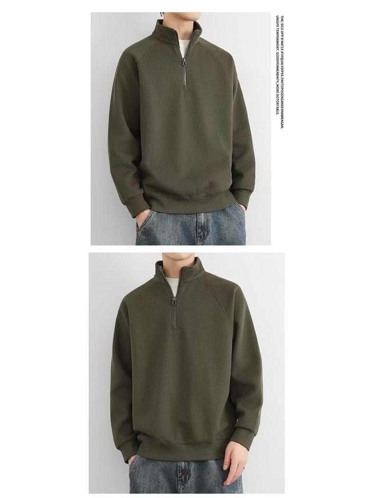 Men's Trendy Half-Zip Stand Collar Fleece Sweatshirt - Winter Thick, Casual Base Layer
