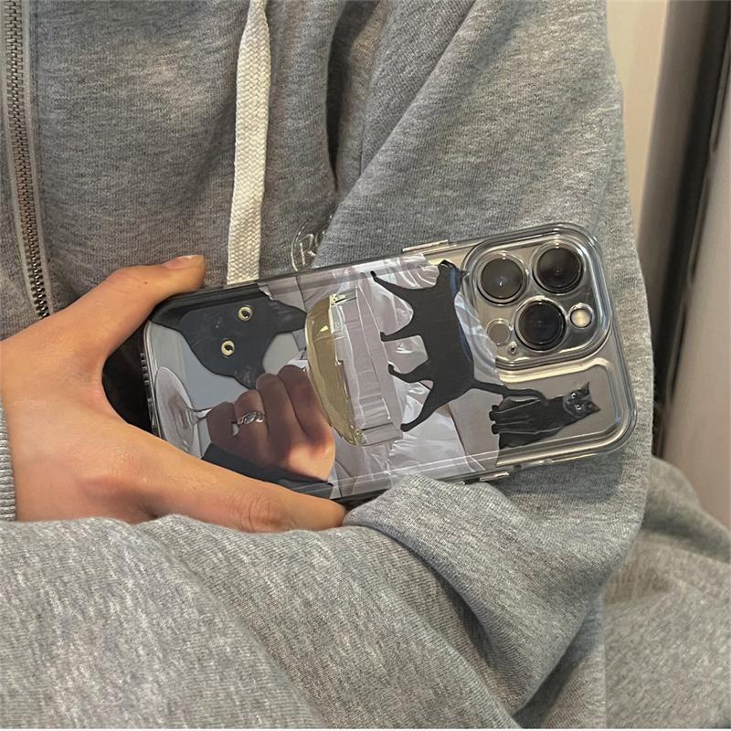 Ins Korea Cute Cartoon 3d Black Cat Transparent Phone Case For Iphone 13 12 11 Pro Xs Max X Xr Clear Shockproof Soft Back Cover