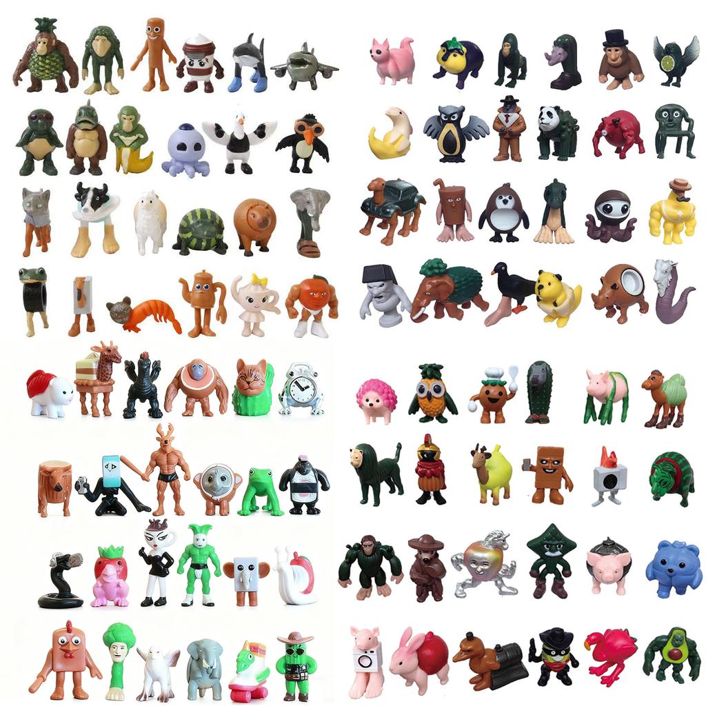24pcs-96pcs/set Tung Tung Tung Sahur Ballerina Cappuccino Action Figure Brainrot Anime Tralalero Tralala Shark Model Toy Gift