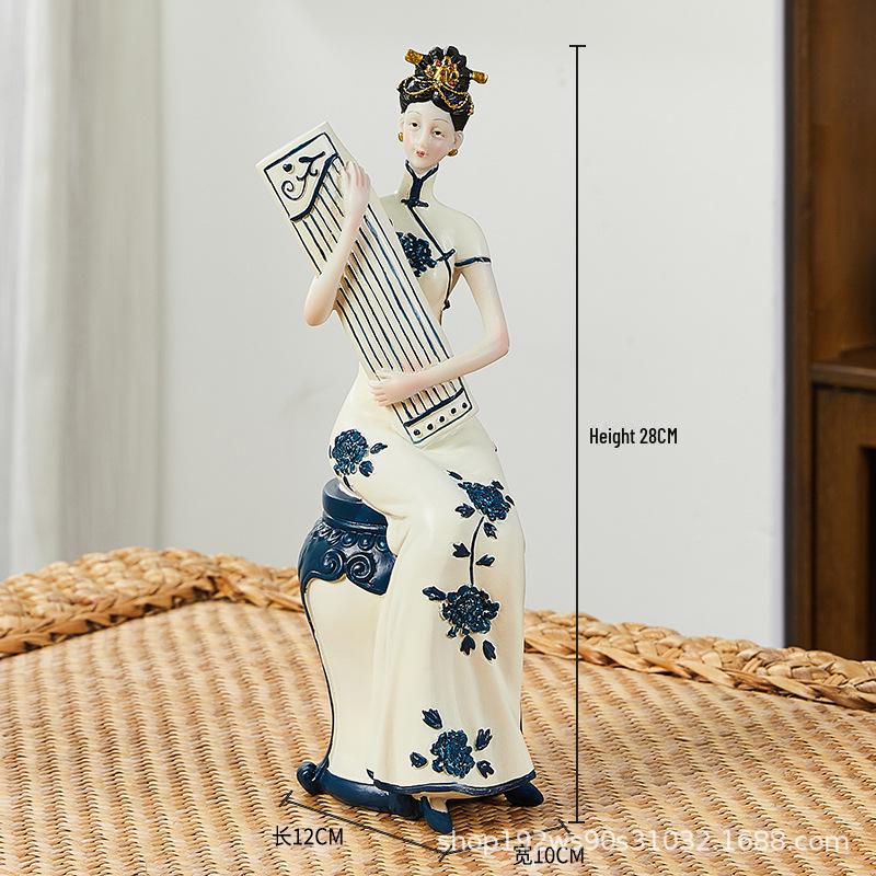 Elegant Retro Chinese Art Decor: Ladies' Ancient Figures for Living Room and Porch