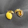Enamel Drip Oil Lemon A & B Cubic Zirconia Stud Earrings – Sweet, Fresh & Versatile Silver Needle Jewelry