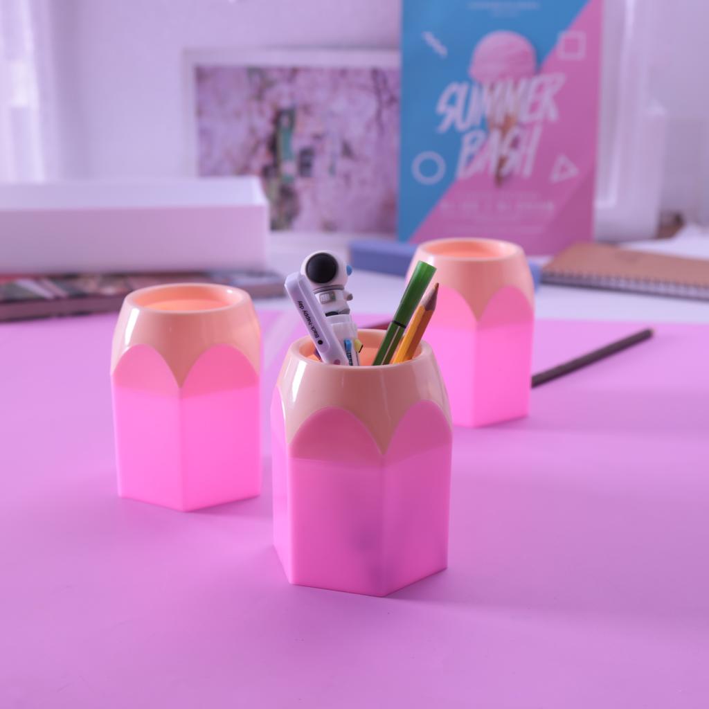 Minimalist Pencil-Shaped Stationery Storage Container for The Back-To-School Season, a Colorful Plastic Pen Holder for Students' Desks, Sold Individua