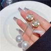 Elegant Rhinestone Flower Pearl Tassel Earrings for Women - Convertible Wear