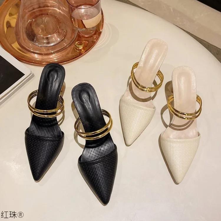 Sandals Women 2026 Summer High Heels Slippers Pu Heeled Sandals Stiletto Ladies Shoes Fashion Female Shoes Pumps