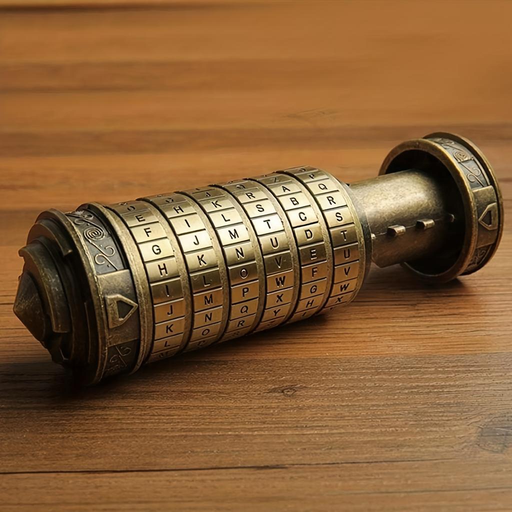 Vintage Golden Retro Cylinder Lock Box with Combination Dial, Secure Jewelry, Ring Storage, Ideal for Wedding Bands  Keys,