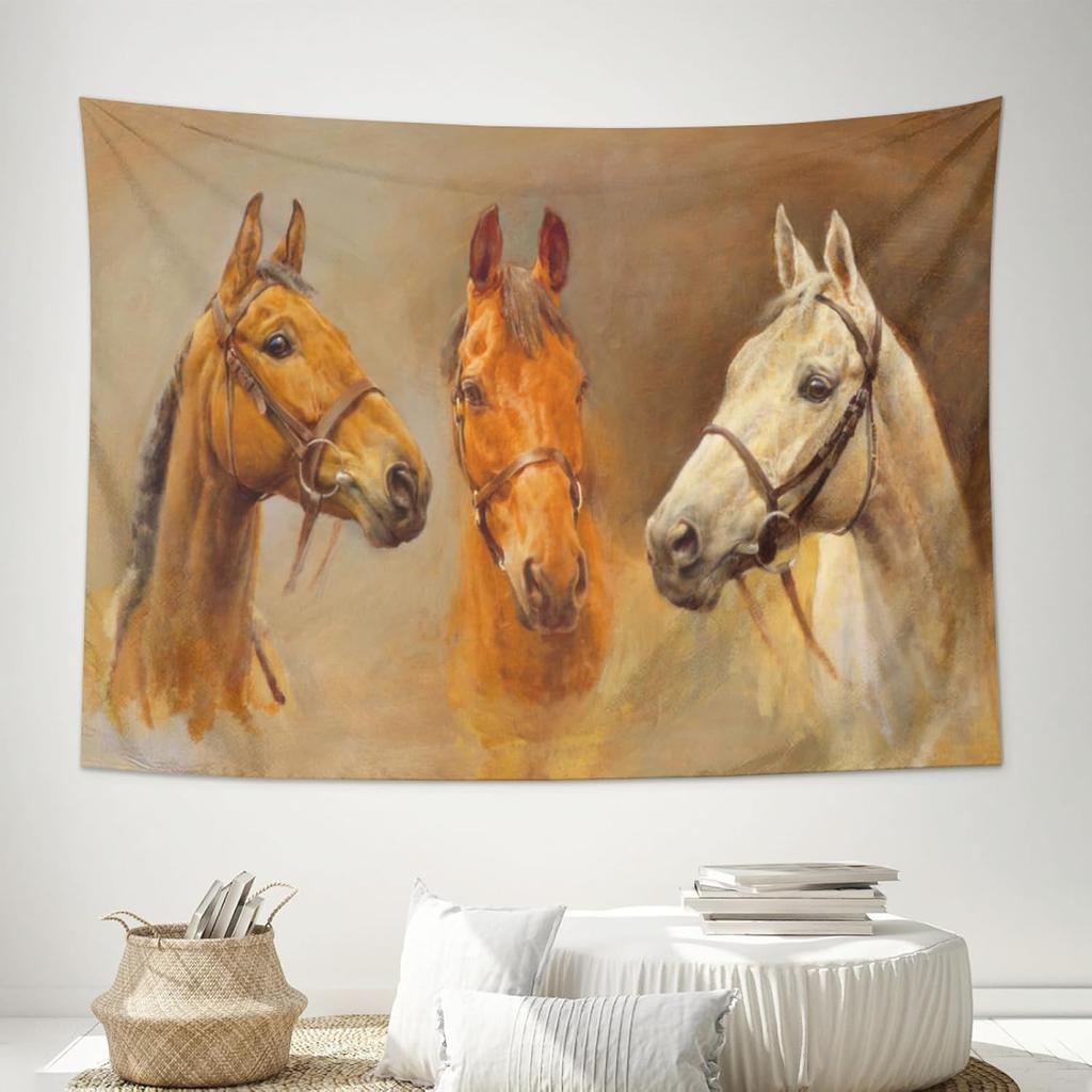 Vintage Horse Tapestry Wild Horses Tapestry Wall Hanging Farm Animal Horse Running Western Landscape Tapestries for Bedroom