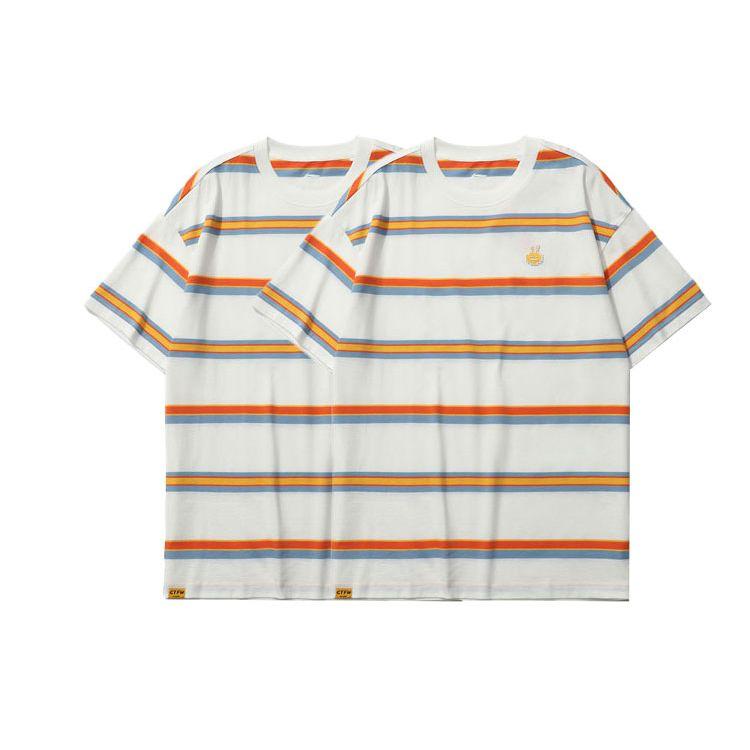 Li Ning Cf Mars Sports Fashion Series Alien Relic Striped Loose Short Sleeve T-Shirt Men Tops Orange AHSR724-3