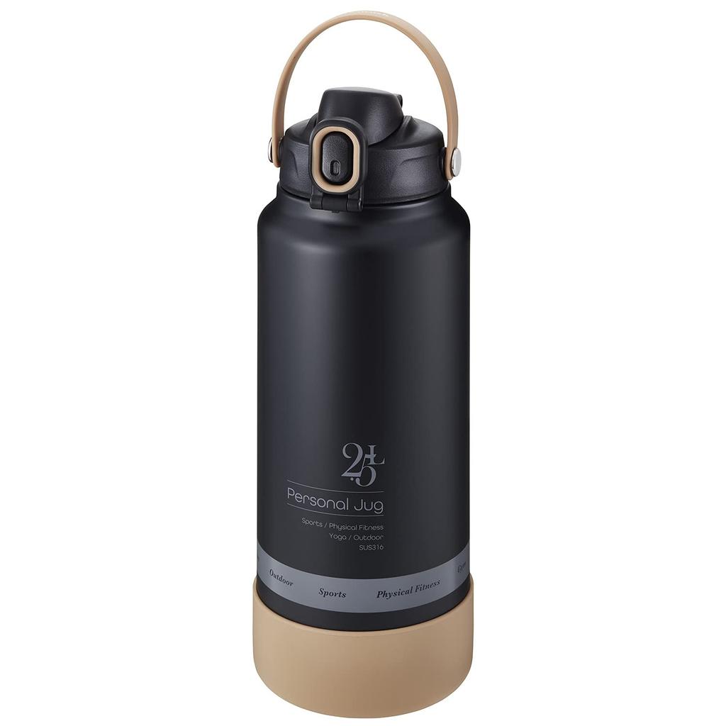 Peacock Vacuum Bottle Industry Stainless Steel Sports Drink Matte Personal Jug Jug, 2.5L, Black, AJG-MA250,