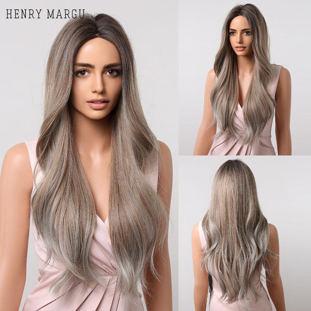 HENRY MARGU Long Dark Red Synthetic Wig Brown To Red Ombre Natural Hair Wig for Women Christmas Wig Cosplaysalon Heat Resistant