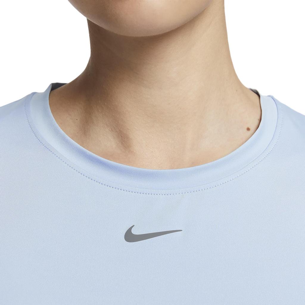 Nike Solid Color Crew Neck Casual Short Sleeve T-Shirt Women Tops Light-Blue FN2799-440