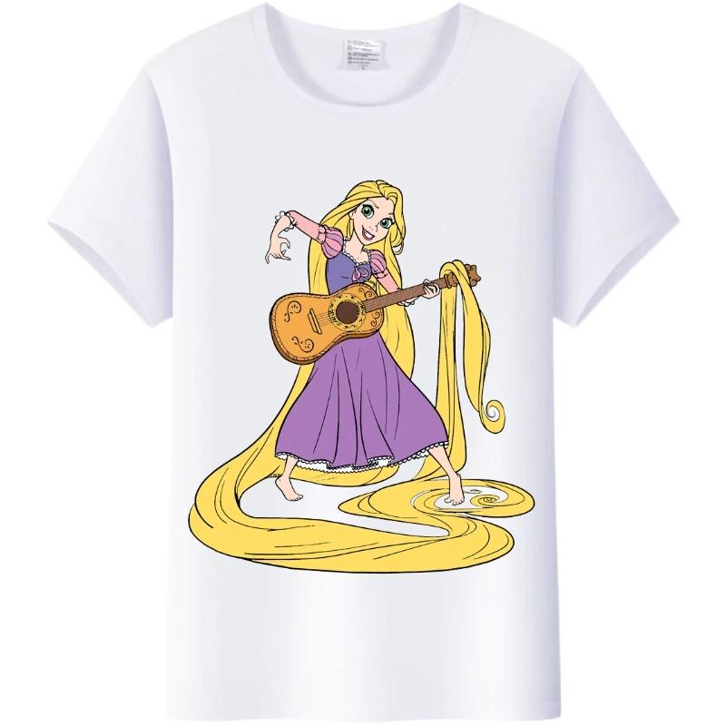 Disney Cartoon Women Blouses Tangled Princess T-shirts Summer Tops Korean Streetwear Y2k Harajuku Oversized Clothes Girl Tshirts