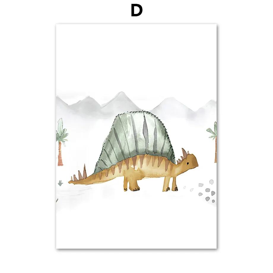 Cute Dinosaur Animals Triceratops Tyrannosaurus Minimalist Wall Art Canvas Painting Posters for Living Room Modern Home Decor