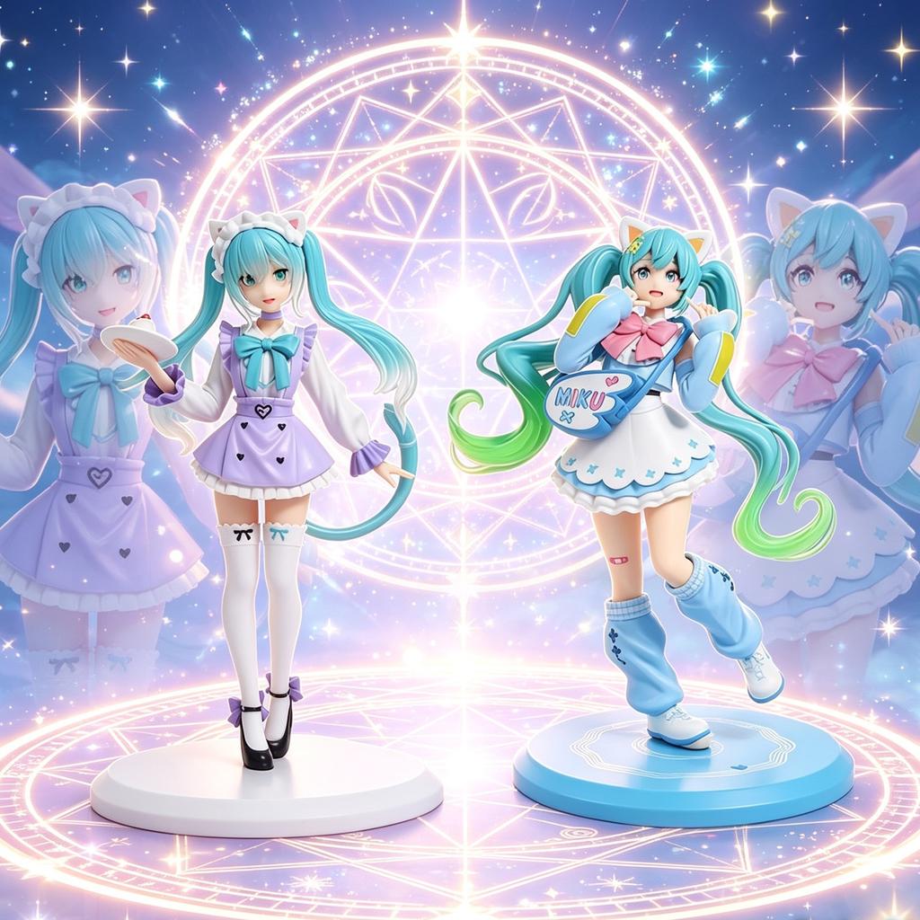 Cute Hatsune Miku Cafe Maid & Street Style Statues | PVC Anime Figures | For Desk Display Birthday Gift & Fan Present
