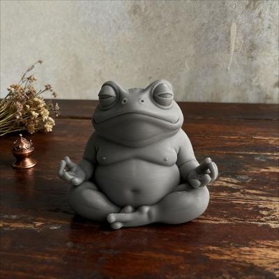 Διακοσμητικό Βάτραχος Ζεν Βάτραχος Καθισμένος σε Διαλογισμό Φιγούρα 3D Εκτυπωμένο Βάτραχος Γλυπτό Επιφάνειας Εργασίας για Διακόσμηση Σπιτιού Γραφείου Ράφια Ντουλάπι