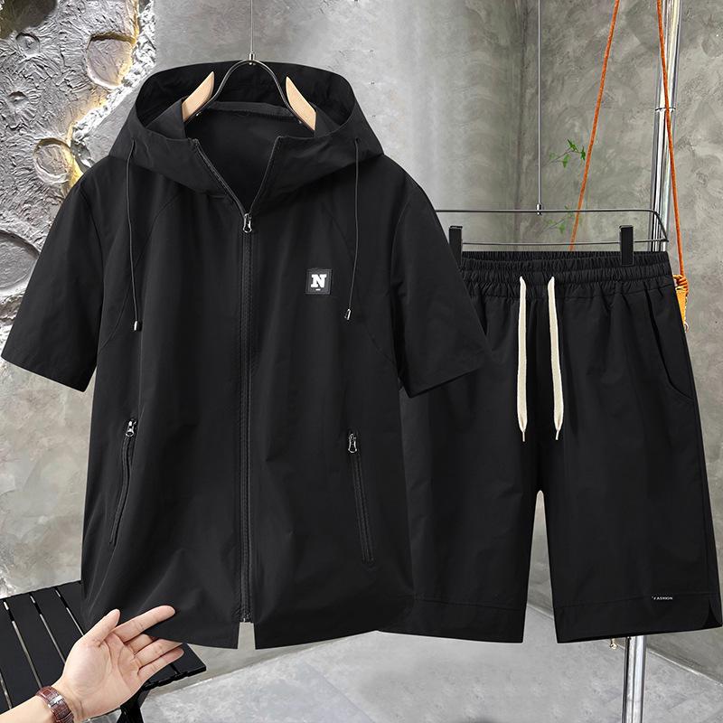 2026 Quick-Dry Men's Summer Set: Loose Hooded T-Shirt & Shorts for Plus-Size, Korean Style