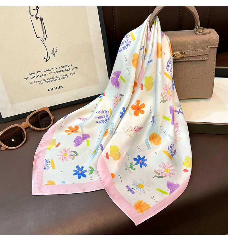 Women S Fresh Printed Square Scarf Fashion Versatile Summer Sun Protection