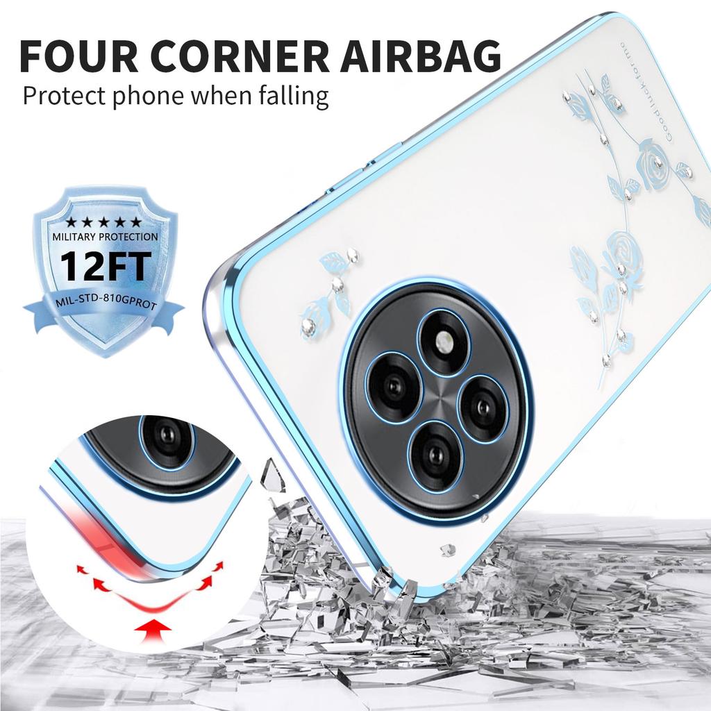 KADEM For OnePlus 13R 5G/Ace 5 5G/Ace 5 Pro 5G Case Flower Rhinestone Decor Electroplating TPU Phone Cover