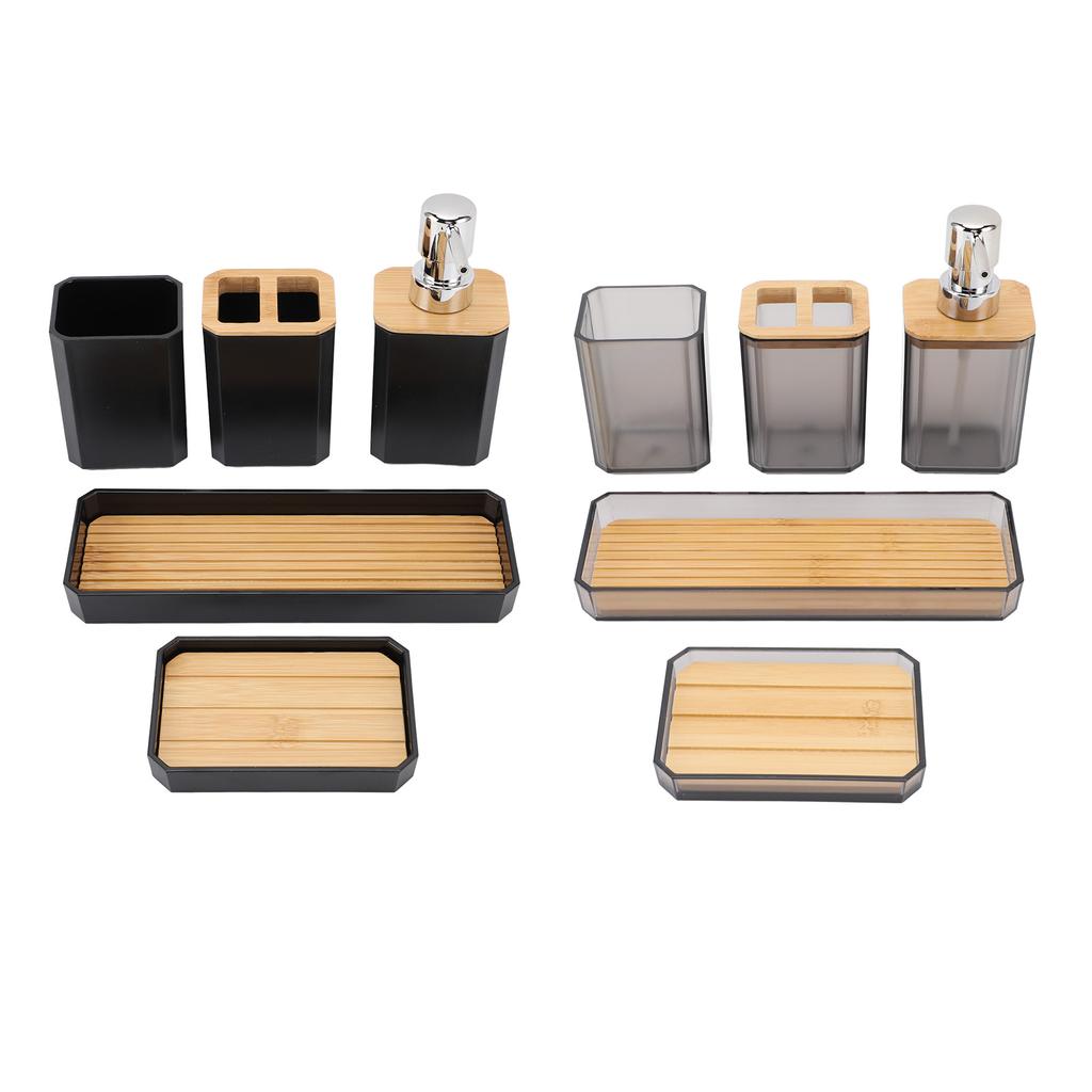 Bathroom Accessories Set Bath Ensemble Set with Toothbrush Holder Cup Lotion Bottles Soap Dish Tray