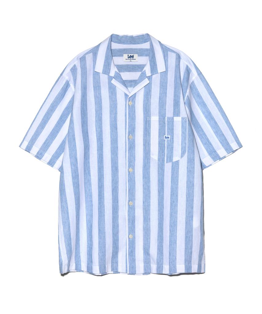 LEE Open Collar Linen Shirt Blue