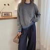 Crew Neck Color Matching Knitted Sweater Women's Autumn and Winter New Loose Casual Style Long-sleeved Pullover Women's